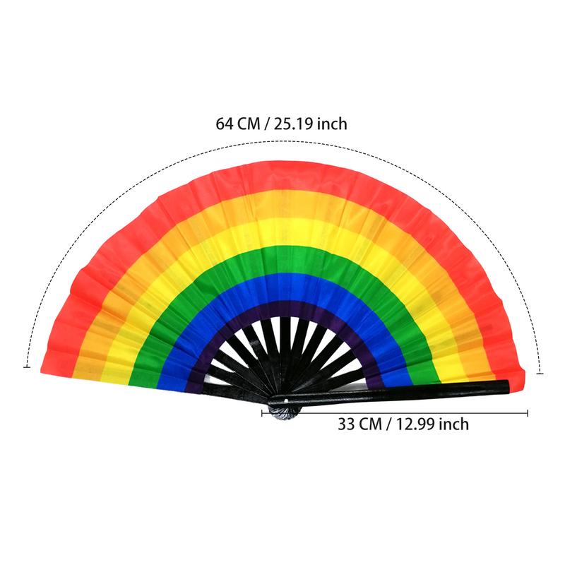 Rainbow Fan Rainbow Rave Hand Fan Rainbow Hand Held Folding Fan Chinese and Japanese Handheld Fan Dancing Fan Fold Hand Fan