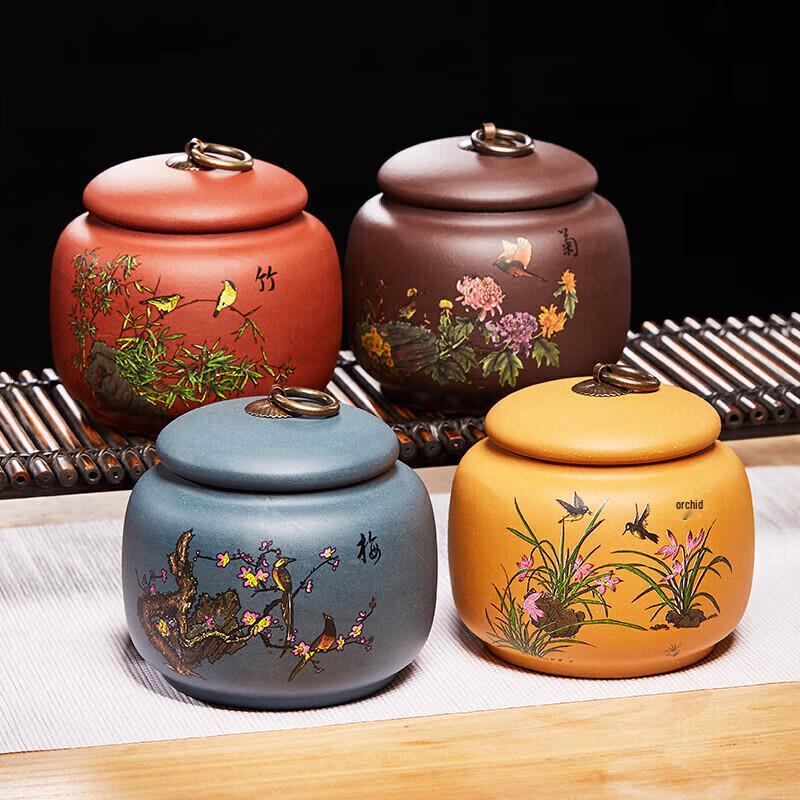 

Hand-Painted Purple Clay Tea Caddy