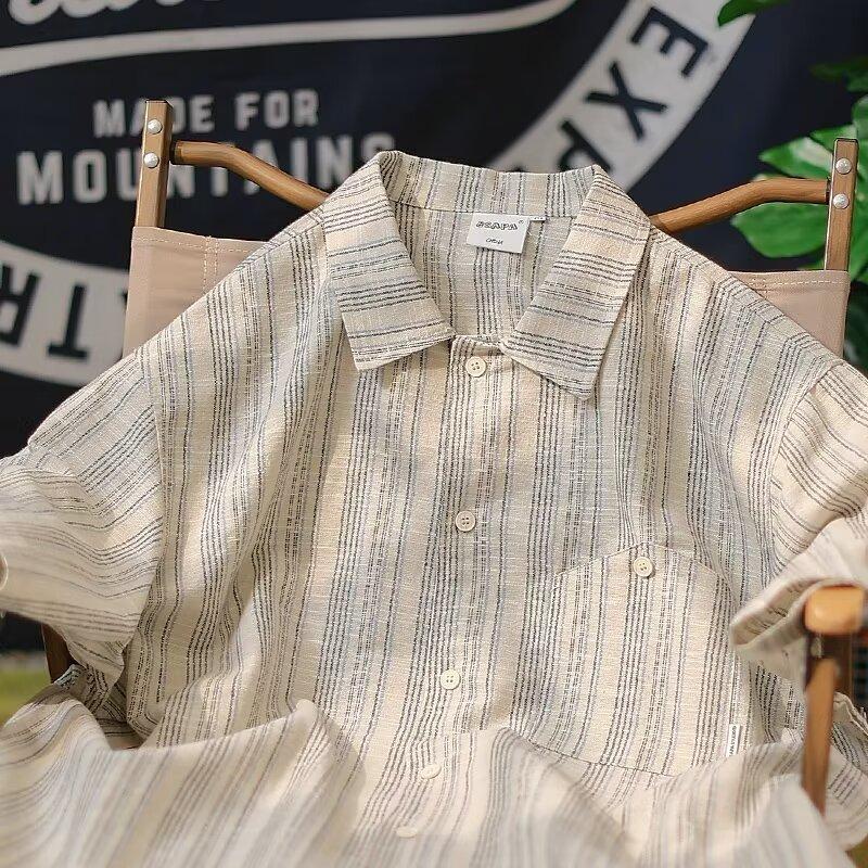 Letní oblečení Pánská retro ležérní košile Studentská volná Niche design Zábavný nový pánský top pro venkovní nošení