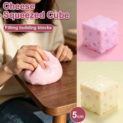 5cm Cheese Squeezed Cube Crunchy TPR Fidget Toy Kids Toy Crackling Cheese Pinch  Children's Gifts
