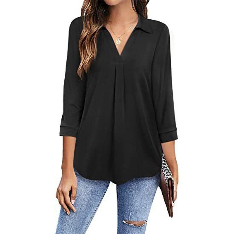 2022 Long Sleeve Shirt Pullover Loose V Neck Shirt Women