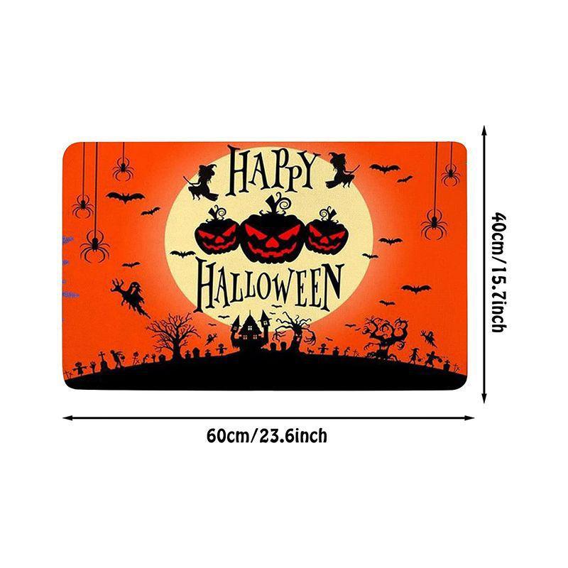2pcs Halloween Foot Mats Ethnic Festival Decorative Floor Mats Easy To Take Care of Door Mats
