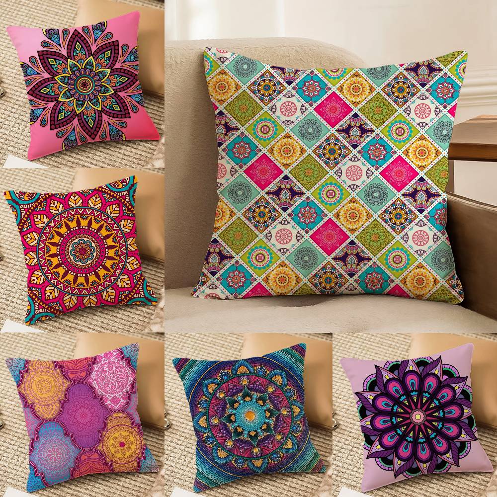 Classical impression Mandala Style Pillow Case Printed Brushed Fleece Pillow Baby Skin-Touch Eco-Friendly Dye-Sublimat