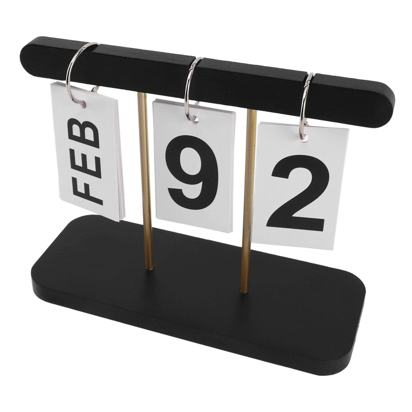 

Vintage Perpetual Standing Flip Calendar Large Display Desk Decor Calendar for Home Office Foldable Reusable чорний