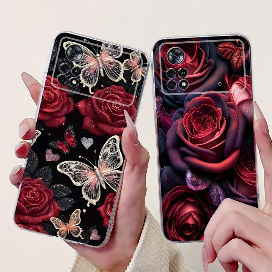 For Xiaomi Poco X4 Pro 5G Case 2201116PG Funda New Fashion Flower Bowknot Soft Clear Silicone Bumper For Xiomi Poco X4 Pro Coque