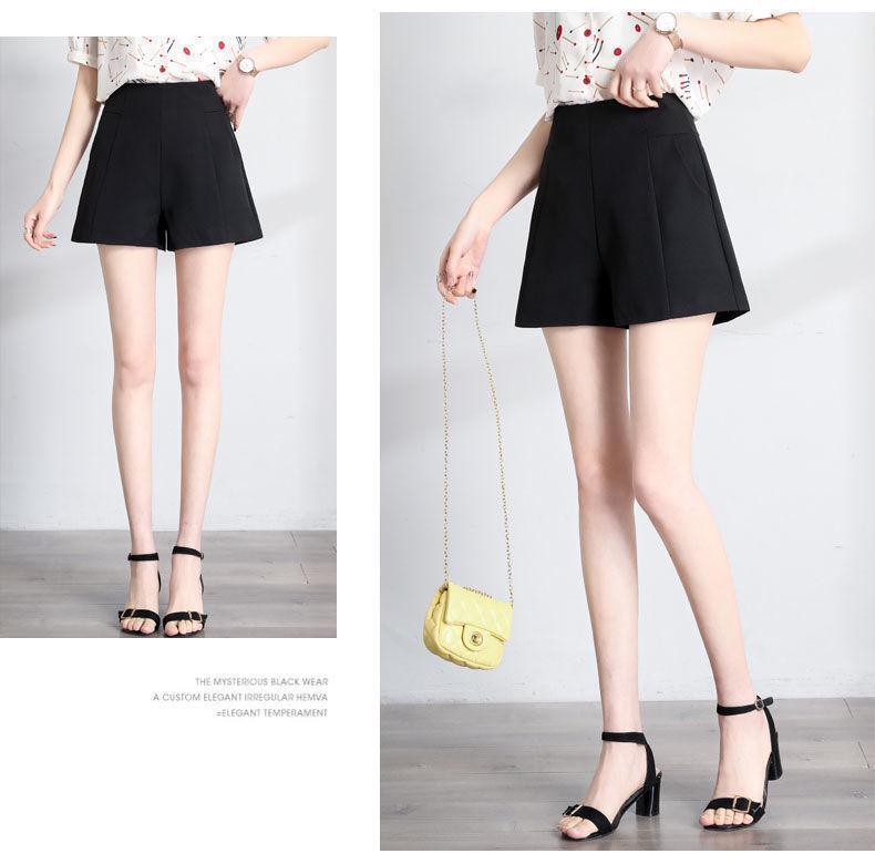 Women's High Waist Wide-Leg Summer Shorts - White A-Line, Black Slim Style, All-Match and Loose Fit