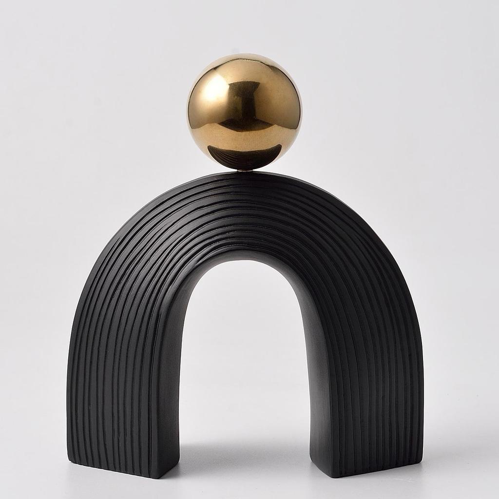 Simple Modern Black and Gold Resin Arch Art Ornament for Desktop Decoration