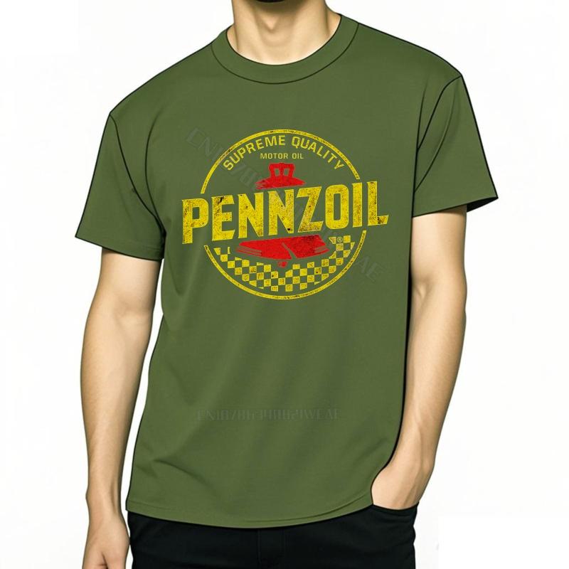 Teeshirts Soft Basic T Shirt Pennzoil Logo On Black Casual Plus Size Tshirt Classic Daily Wear Solid Color Tshirt