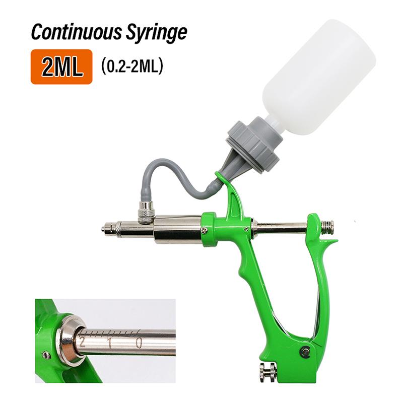 

1 шт. 2/5 мл Автоматический шприц для курицы, свиньи, быка, овцы с 2 флаконами для вакцины, Регулируемый для непрерывной вакцинации птицы