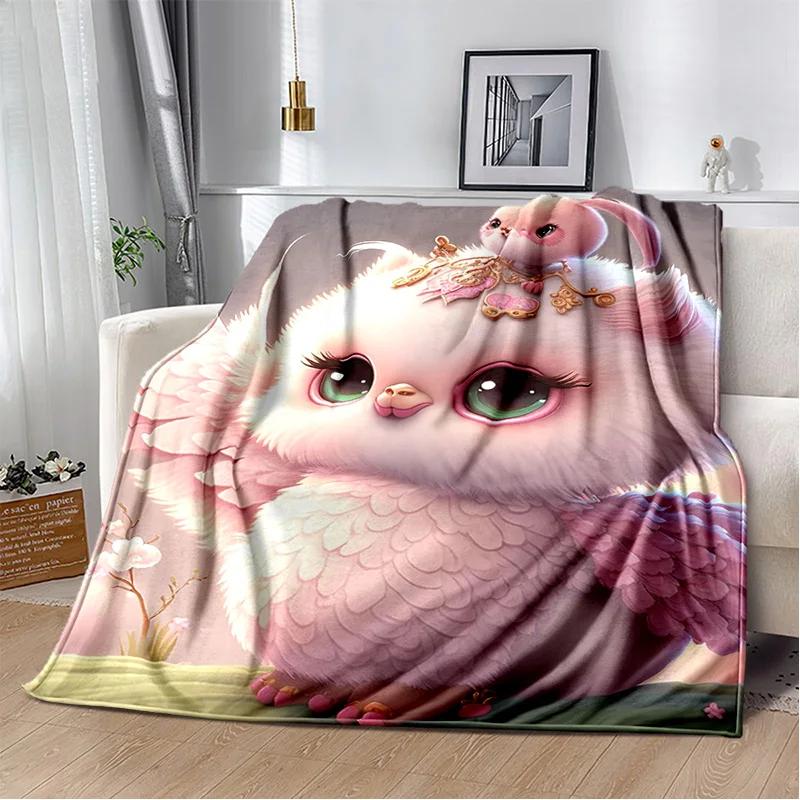 HD Colourful Cute Owl Cartoon Blanket,Soft Throw Blanket for Home Bedroom Bed Sofa Picnic Travel Office Rest Cover Blanket Kids