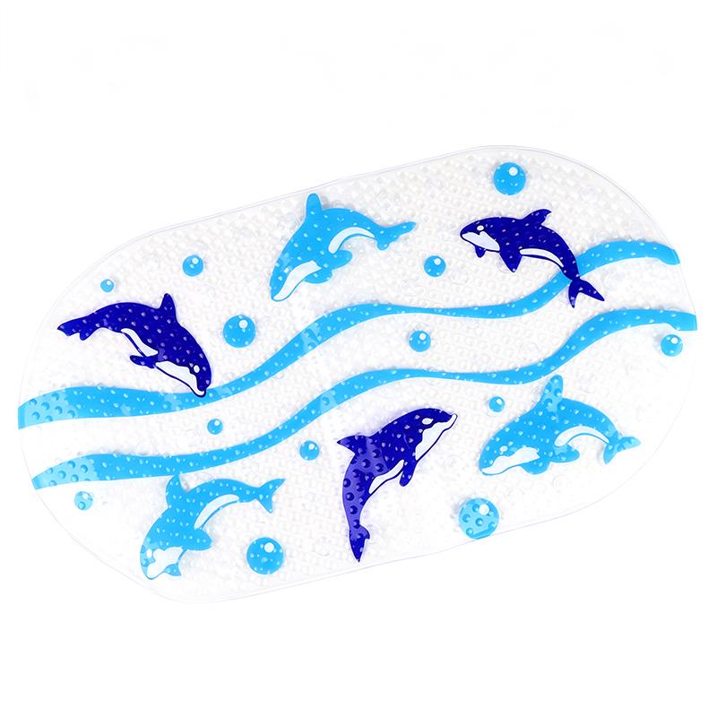 Safety Kids Anti Slip Bath Mat Soft Cartoon PVC Non Skid Shower Mat with Suction Cups for Toddler Bathtub