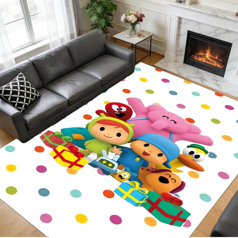 Anti‑Slip Crystal Velvet Floor Rug, Pocoyó cartoon Design Carpet for Indoor Living Bedroom Home Decoration