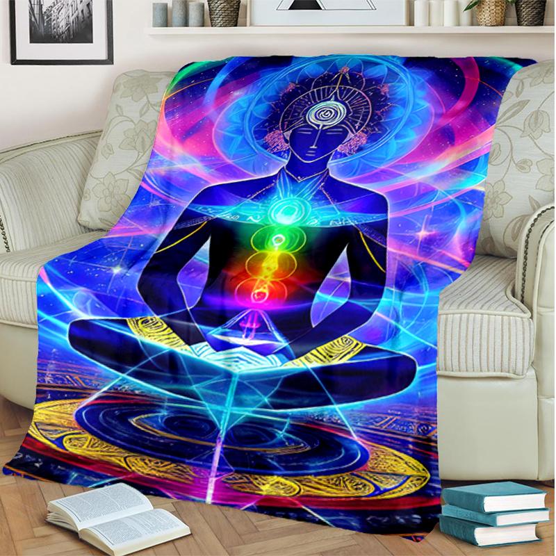 1PC Yoga Elements printed blanket, all season lightweight home office outdoor nap multifunctional blanket A11