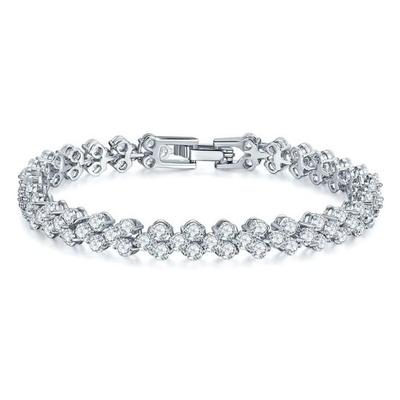 Tennisarmband, antieke zilveren armband met 3 rijen kubische zirkonia, zirkonia armband, luxe armband, edelstenen armband, sportieve edelstenen armband