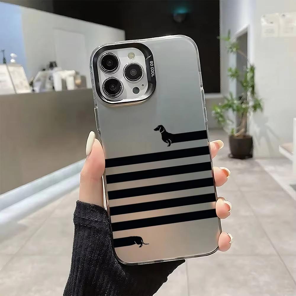 

Cute Dachshund Bulldog Phone Case For iPhone 17 Pro Max 16 15 Pro 14 13 12 11 XR 17Air Plus Hard Matte Cover iPhone XS Max чорний