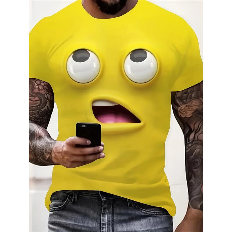 

Повседневная футболка с коротким рукавом, модная, оверсайз, с 3D-принтом, для мужчин, удобная, летняя, с круглым вырезом S