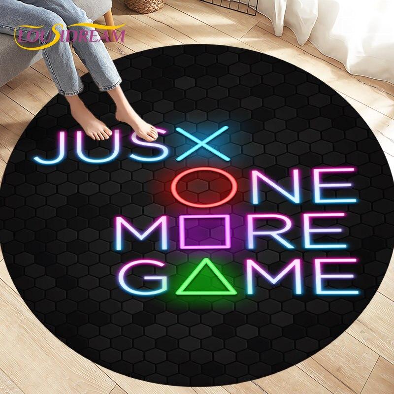 Cartoon Gamer Game Controler Area Koberec,Koberec s kulatým kobercem do obývacího pokoje Ložnice Dekorace,Děti si hrají plazící se protiskluzová podložka na podlahu