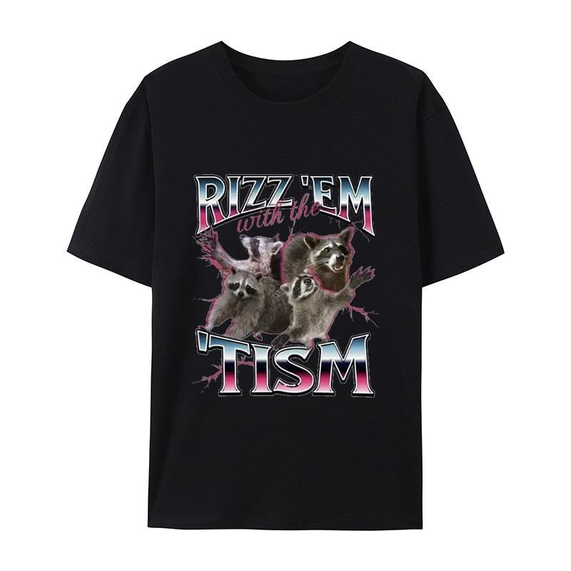 

Trendy Classic and Fun Raccoon Meme Powder Casual Tshirt Mens and Womens Luxury Brand Tops M
