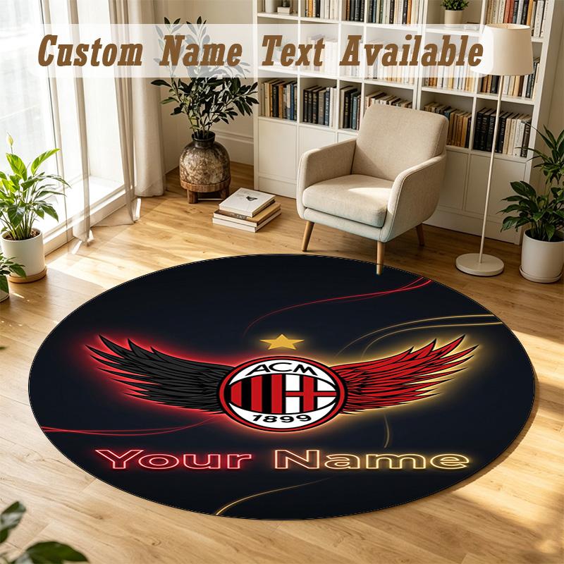 Round Rug Custom NameAC Milan Pattern Non Slip Carpet Home Floor Decor