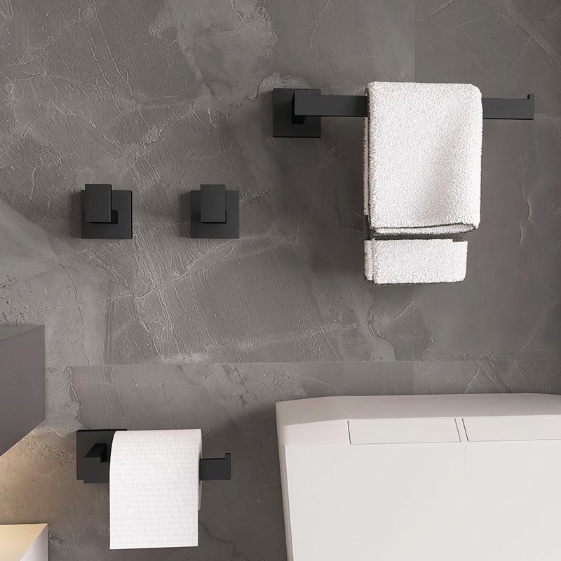 Luxury Black Bathroom Accessories Set Bathroom Hardware Set Household Hanger Towel Rack Roll Paper Rack Coat Hook Sets 4 Pcs Kit