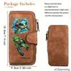 Gift for Women Turtle Print Long Zipper Wallet Tri Fold Card Holder with Multiple Card Slots Cash ID Credit Card Organizer Cute Purse Clutch for