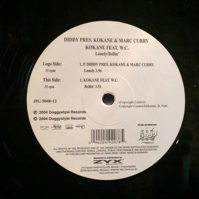 12inch Record P. DIDDY, KOKANE - Lonely / Bellin JIG504812 II Jiggy Record 2004 Germany Rap & Hip-Hop/R&B Used