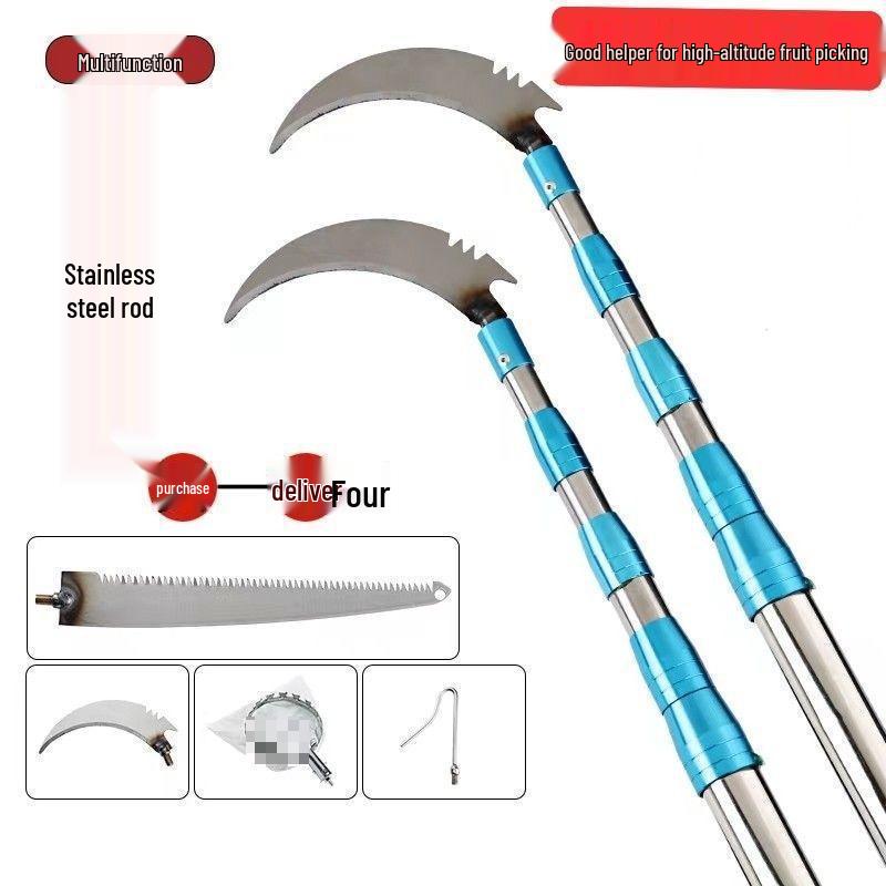 Telescopic Stainless Steel Fruit Picking Tool for Persimmons, Toona Sinensis, Peaches, Apricots, and Plums.