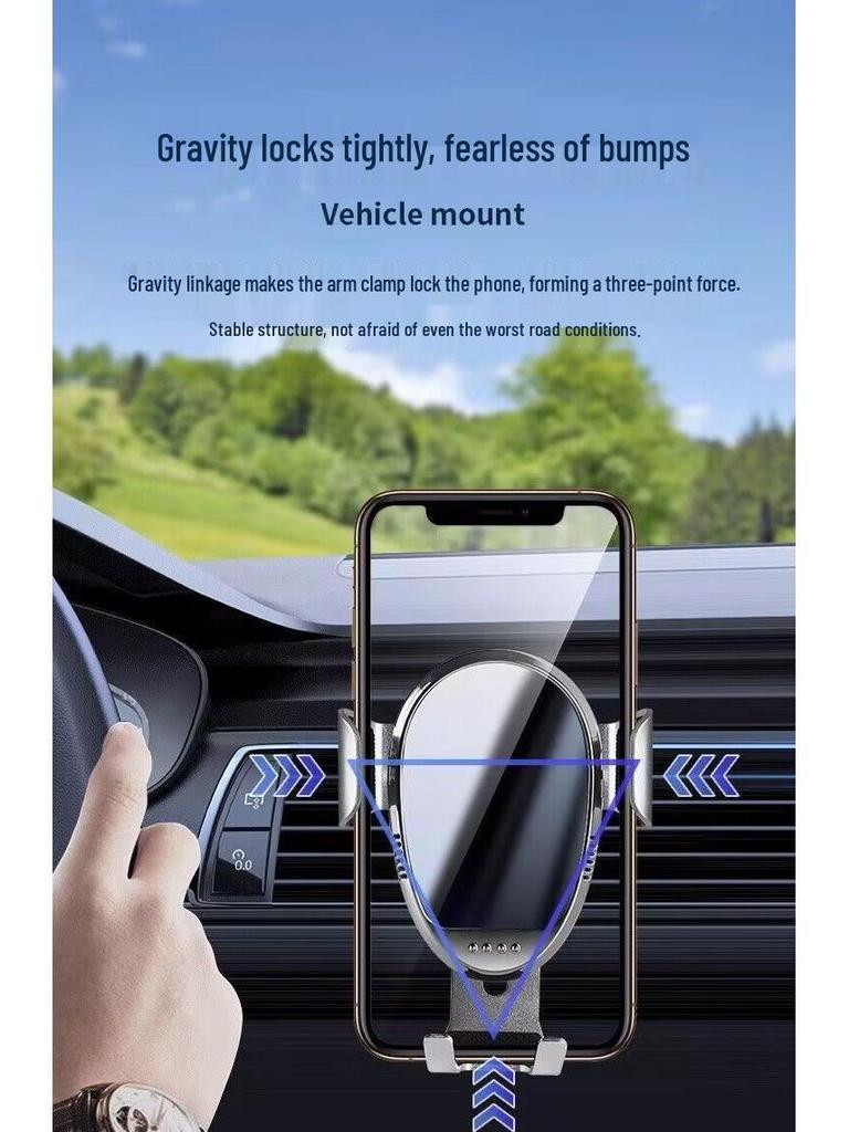 Vent-Friendly Car Phone Holder with Gravity-Activated Navigation