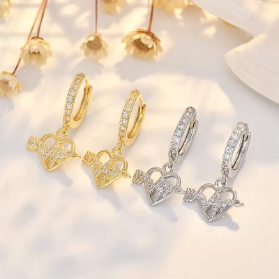 Orecchini Love Ear Buttons per Donna Orecchini a Forma di Cuore Orecchini Leggeri e Lussuosi con Diamante Cupido Orecchini a Perno con Una Freccia