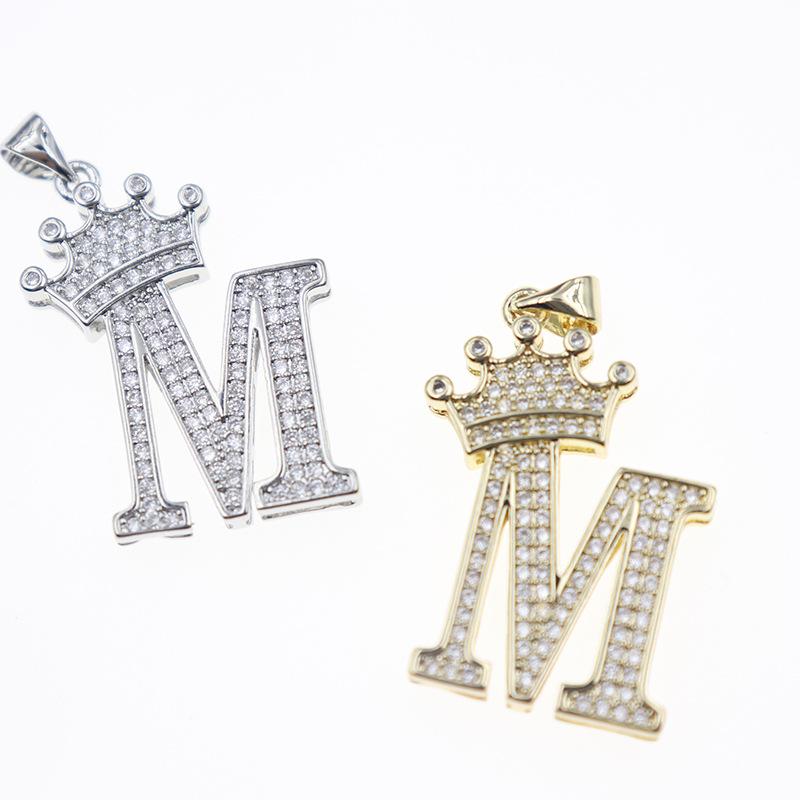 26 English Letters Women'S Letters Crown Pendant Necklace Zircon Pendant Jewelry