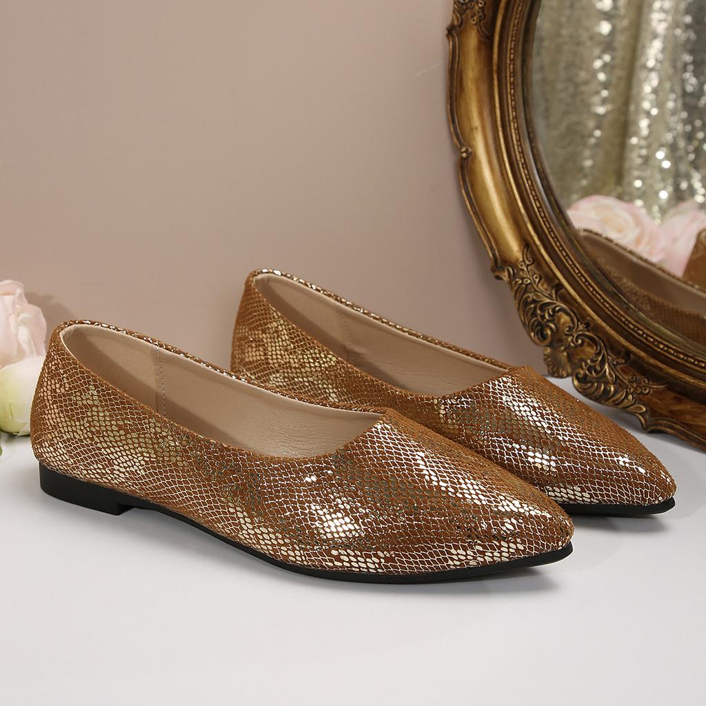 Große Größe spitze Zehen flacher Ausschnitt Einzelne Schuhe Damen 2025 neu niedriger Absatz bequem Freizeitkleidung Doudou-Schuhe Damen