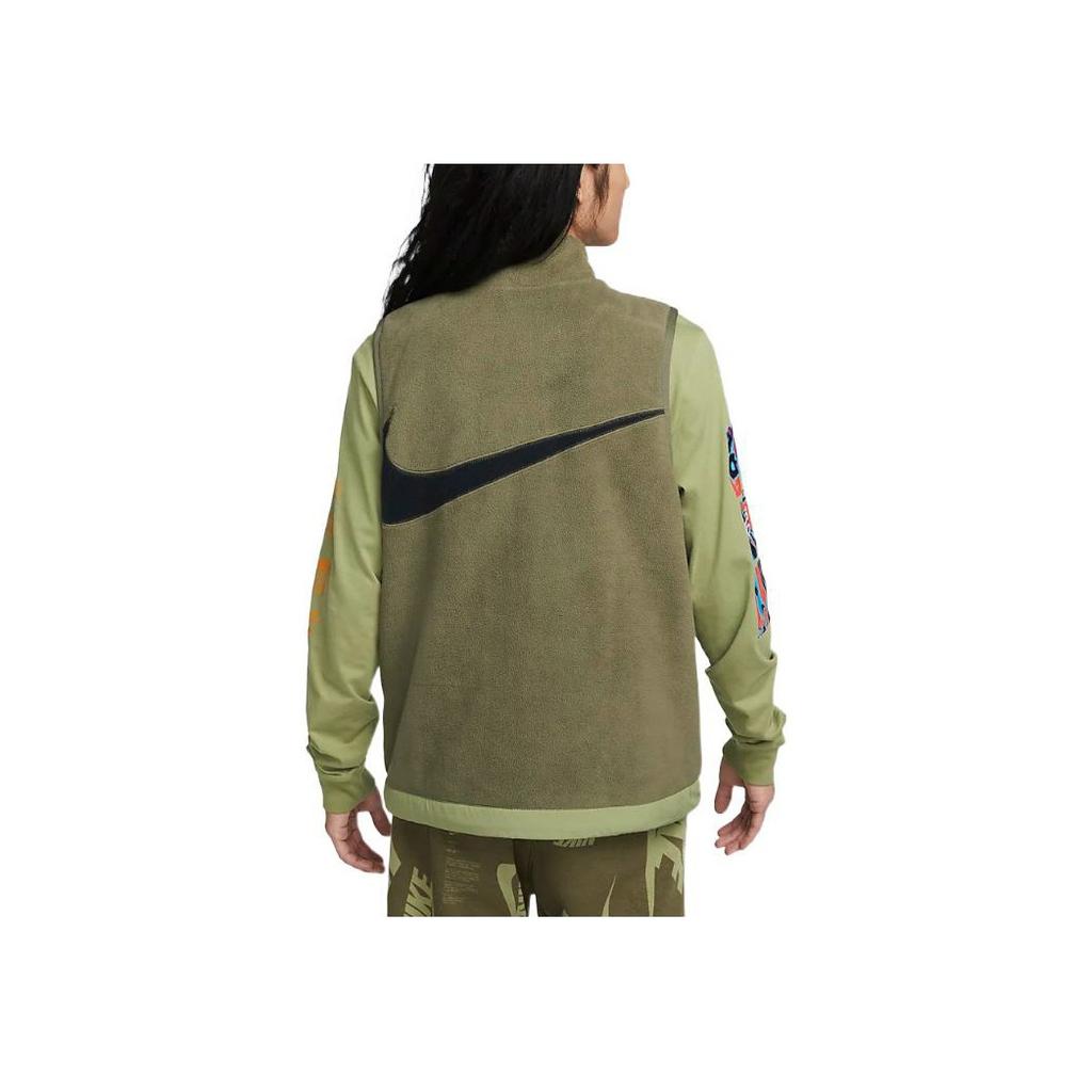 Nike Fleece Winter Vest With Embroidered Logo, Stand-Up Collar Men Tops Green DQ4899-222