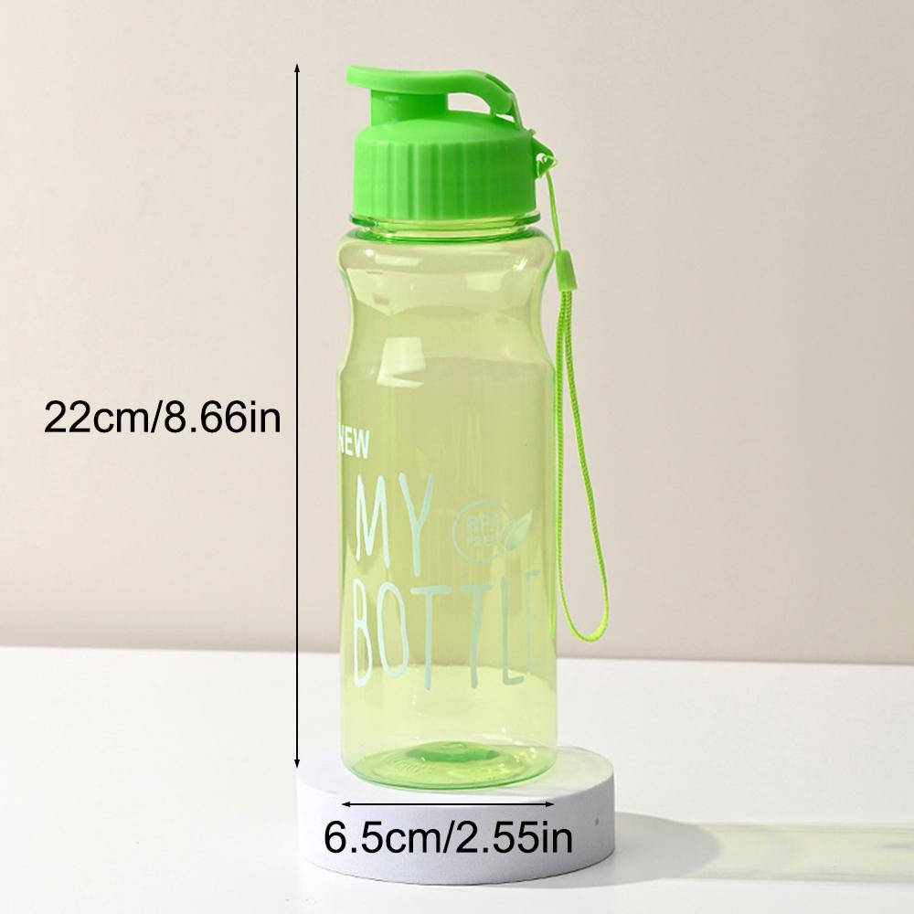 

550ml Plastic Water Bottle Portable Sports Cup With Anti Drop Rope Outdoor Water Container Color Transparent Pet Flip Cover 0.55L зелений