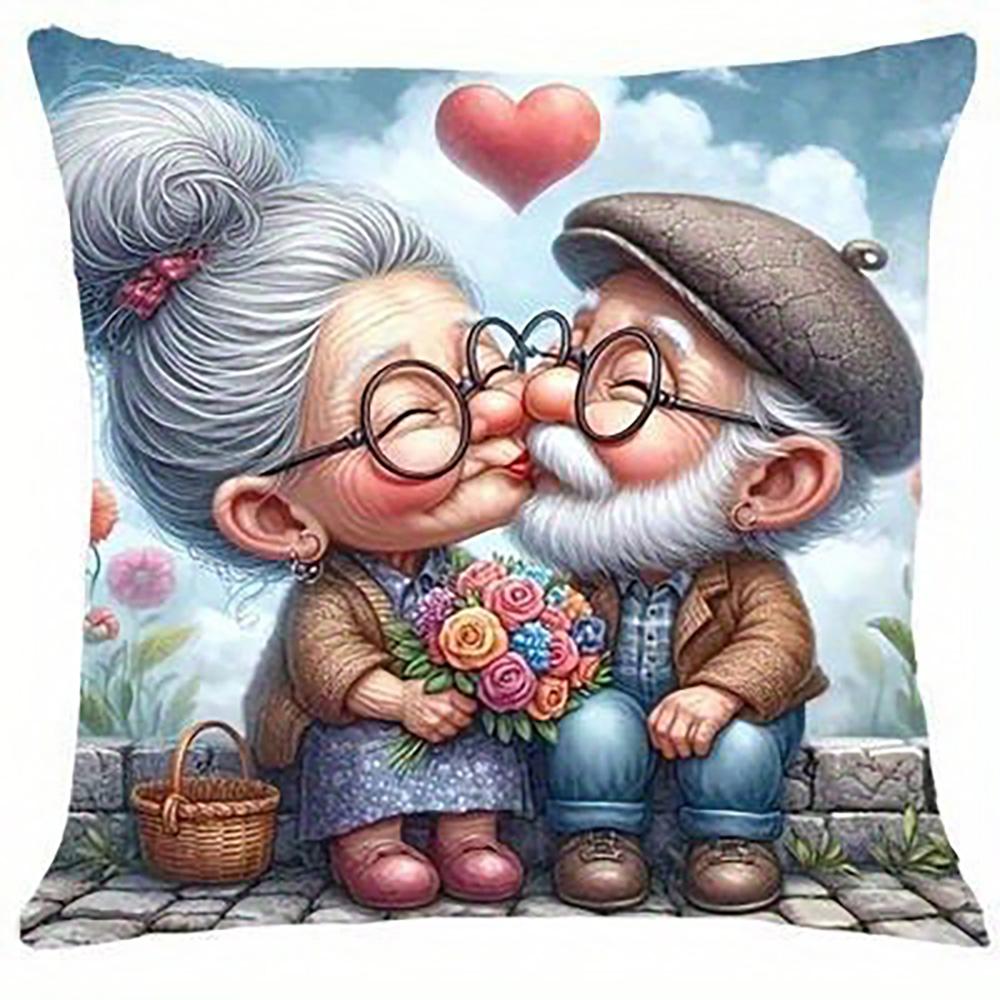 

Очаровательные художественные наволочки для пожилой пары: Поделись теплом и любовью Наволочка для диванной подушки украшение дома и комнаты 2D плоская печать 16x16Inch