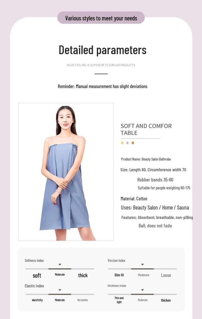 Women's Cotton Bathrobe: Absorbent Wraparound Bandeau Dress