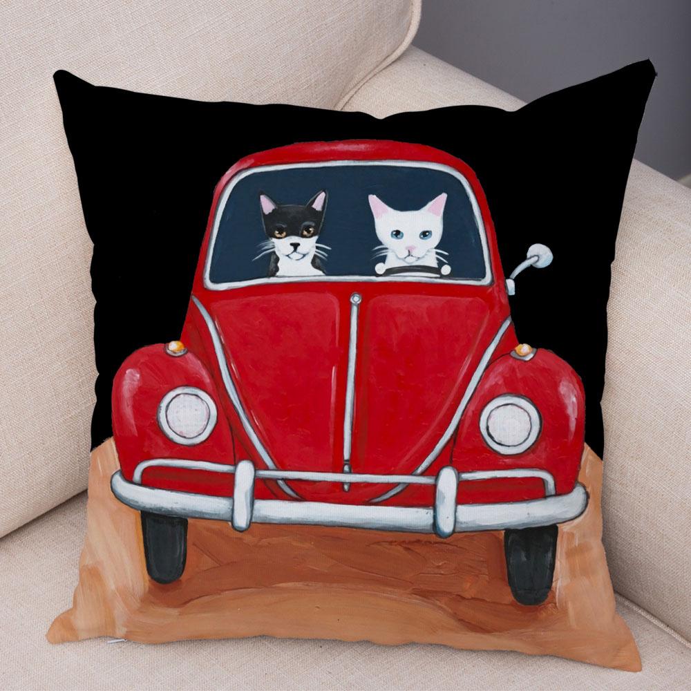 Pet Animal Cute Funny Cartoon Driving Cat Pillowcase Pillowcase Cushion Cover