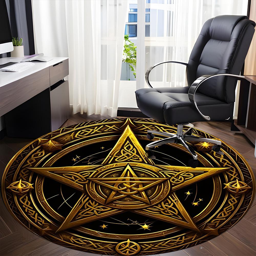1pc Star Circle Office Round Area Rug, Under Office Chairs Bedroom Living Room Home Decor, Room Deco, Available in Various Sizes