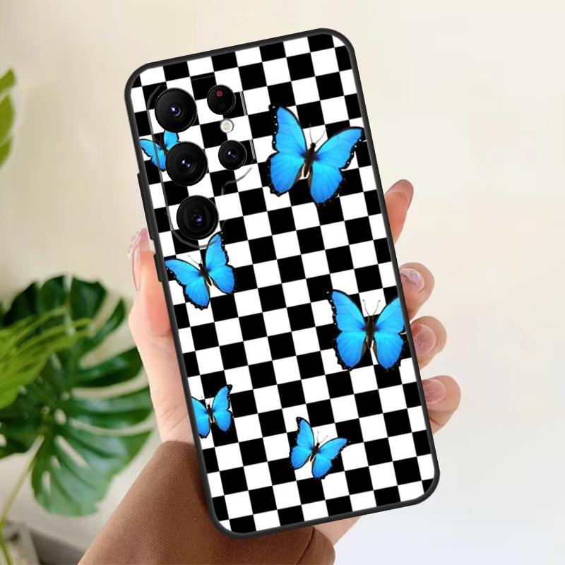

Checkerboard Sunflower Soft Case For Samsung Galaxy S21 S22 S23 S24 S25 Ultra S9 S10 Plus S20 FE S24 FE Phone Cover Galaxy S21 Plus