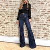 Spring and Summer New Style Retro High-Waist Flared Denim Pants for Slimming and Elegant Ladies' Long Pants