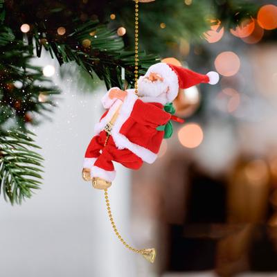 Klättrande jultomte med musik Animerad elektrisk klättrande jultomte på rep Nyhet julgransprydnad för helg öppen spis heminredning