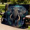 1pc Ornate Elephant Design Throw Blanket Polyester Fiber, Lightweight Flannel, Soft & Warm, All Season Use for Outdoor, Camping Digital Print