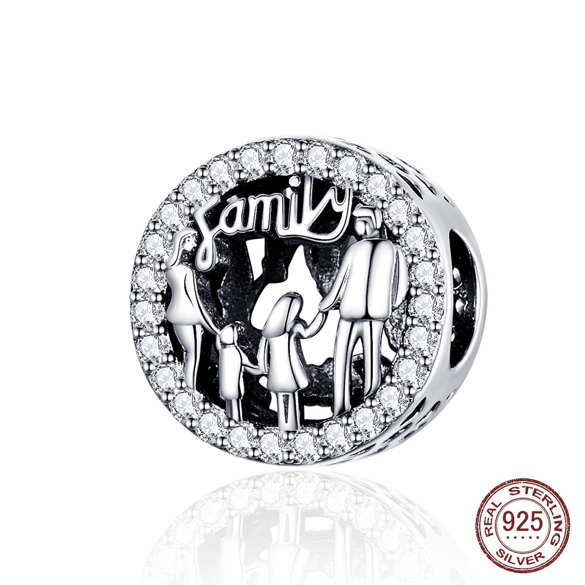 

925 Стерлинг Серебряный Семья из четырех круглых металлических бусин Шармы подходят браслеты и браслеты женщины мода ювелирные изделия