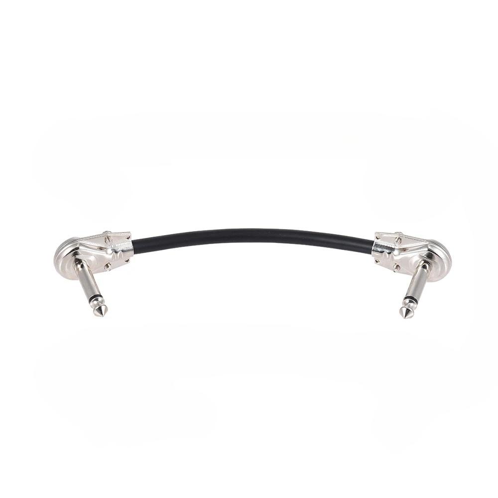 15cm/ 6in 30cm Guitar Effect Pedal Instrument Patch Cable 1/4" Silver Right-angle Plug Black PVC Jacket, 6-Pack