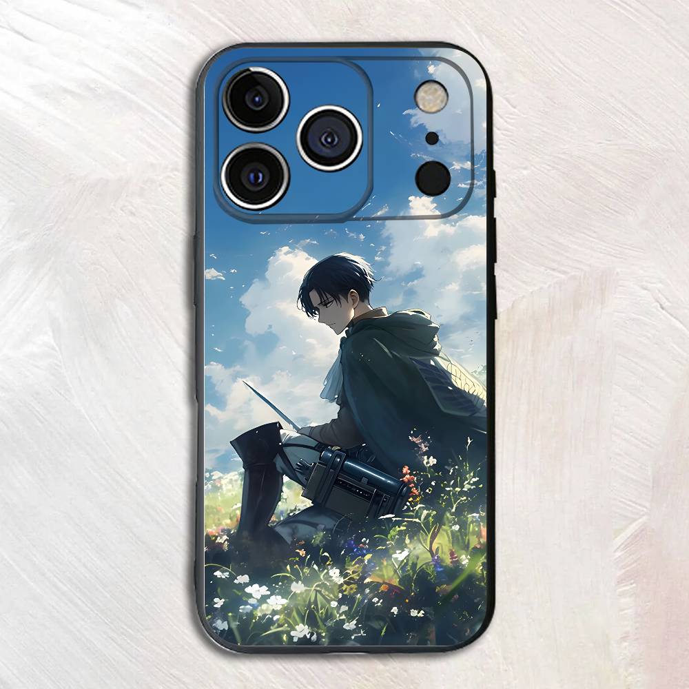 

Anime L-Levii A-Ackermaan Black Phone Case For iPhone 17 16 15 14 13 12 13 12 11 Pro Max Plus XS XR Silicone Soft Back Cover iPhone16e
