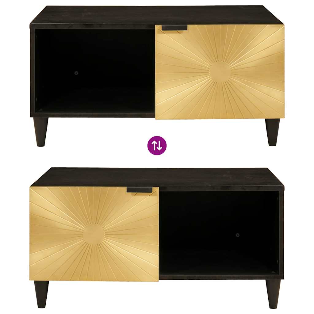 Coffee Table Black and Gold 80 x 50 x 40 cm Engineered Wood