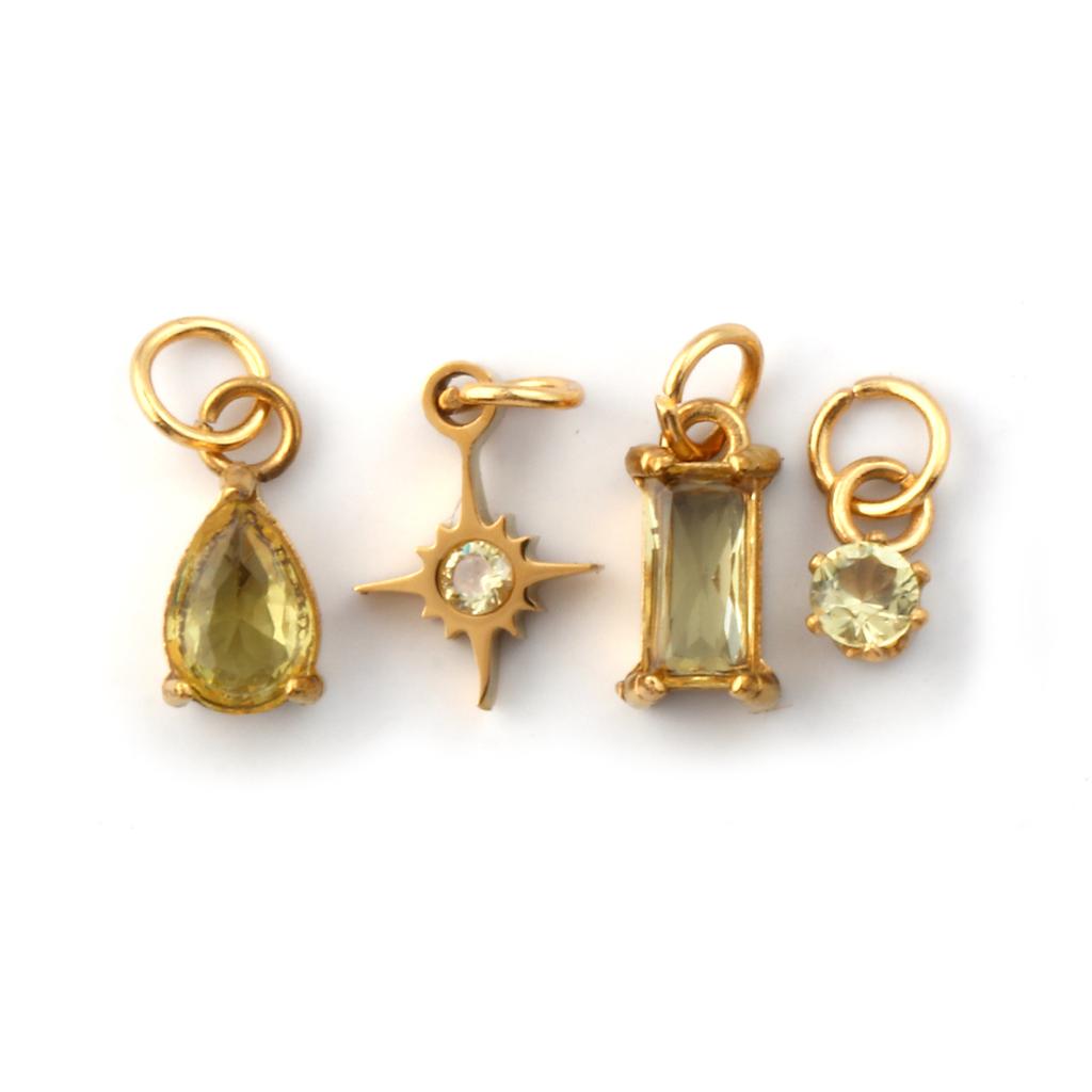 1 Set 304 Stainless Steel Cubic Zirconia Birthstone CharmsGold Plated Mini Pendants for DIY Necklace Jewelry 12x7mm - 9x3.5mm