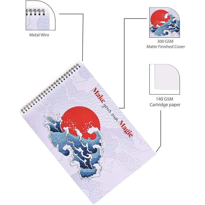 Papboo A4 Magic Design Artist Sketch Book - Drawing Book, With Back Support-140 Gsm- 50 Pages- (Matte Finished Cover) 4