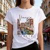 Venice Italy Letter Print T-shirt Women's 90s T Shirt Girl Short Sleeve Crew Neck Casual Tees Tops for Summer Spring Clothing