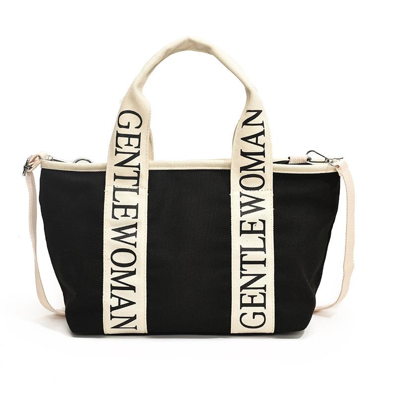 Niche Canvas Handbag Tote Bag Letter Print Shoulder Bag