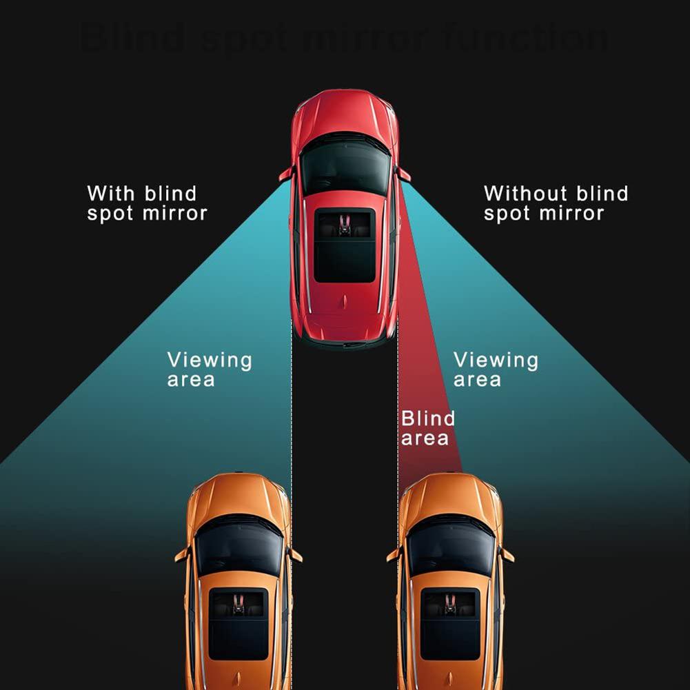 2Pcs Blind Spot Mirror Rearview Convex Adjustable Side Mirrors Fan Shape Frameless Sway Rotate Wide